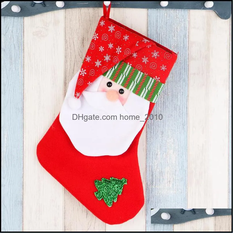 christmas socks candy gift ornament santa snowman reindeer stocking xmas tree decoration hanging bag wy13