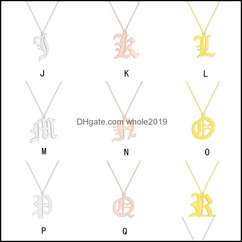  ancient letters necklaces for women stainless steel old english az initial pendant necklace friends family party jewelry