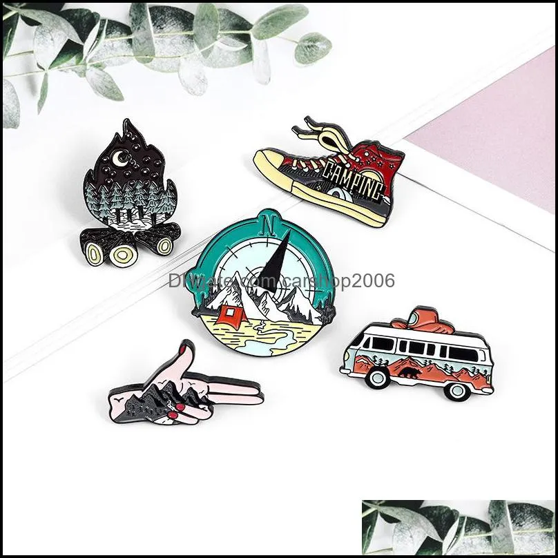 vintage bus fire shoes enamel brooches pin for women fashion dress coat shirt demin metal brooch pins badges promotion gift design578