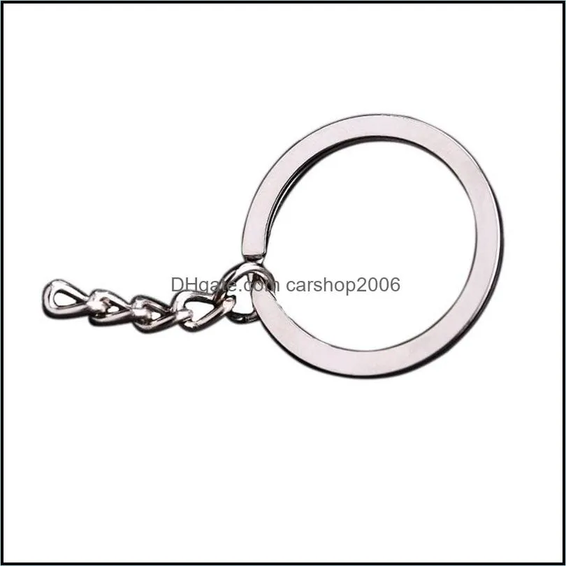 polished silver color 30mm keyring keychain split ring with short chain key rings women men diy key chains accessories 10pcs ps0477 13