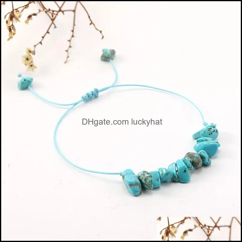 2020 arrival natural stone bracelet for women handmade woven irregular gravel beaded bangles adjustable rope braceletz