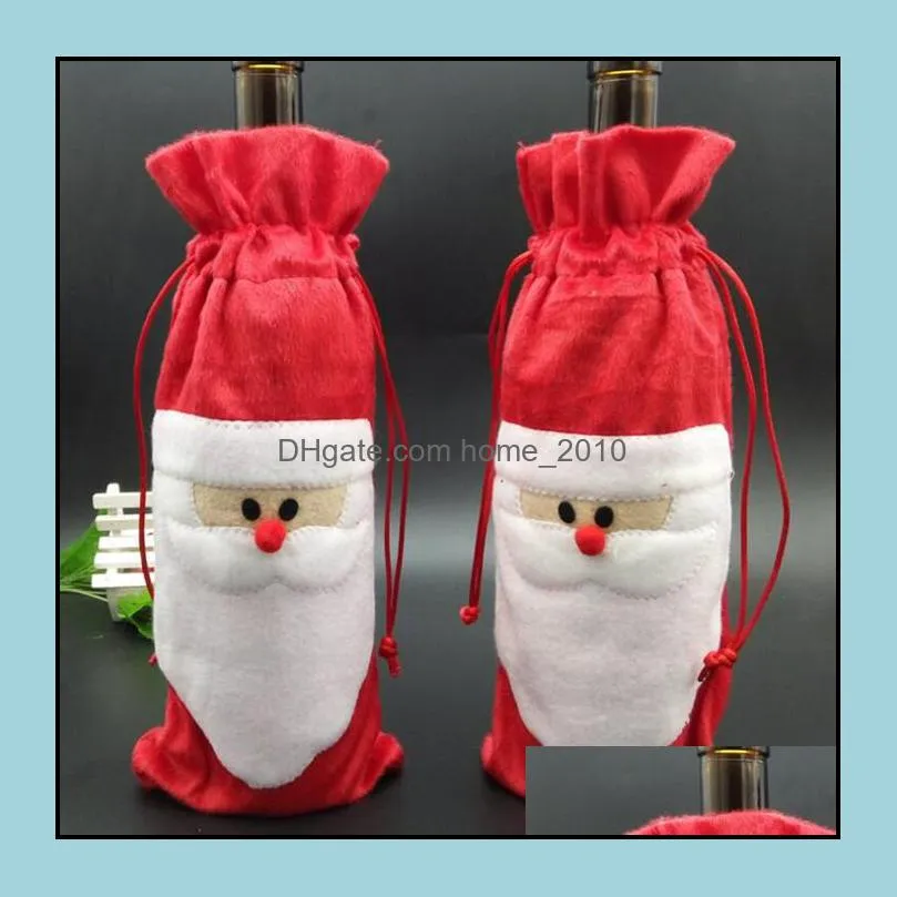  santa wine bags christmas gift bag decorations red wine bottle cover bags xmas santa champagne wine bag xmas gift 13x32cm wy941