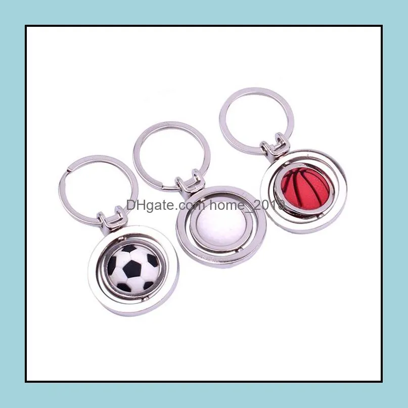 party favor 3d sports rotating basketball football golf keychain souvenirs pendant keyring key fob ball gifts zwl149