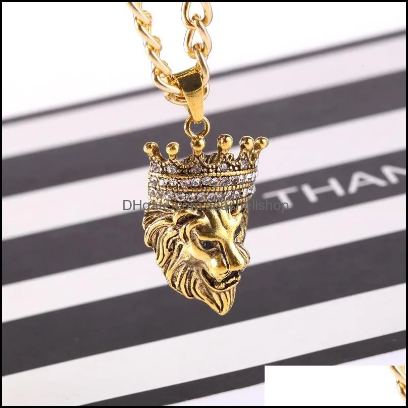  head crown pendant necklace hip hop jewelry mens necklaces