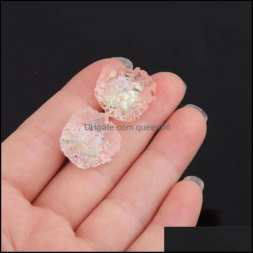  irregular crystal cluster flower resin mold crystal colorful resin druzy stud earring for women girls valentines day jewelry