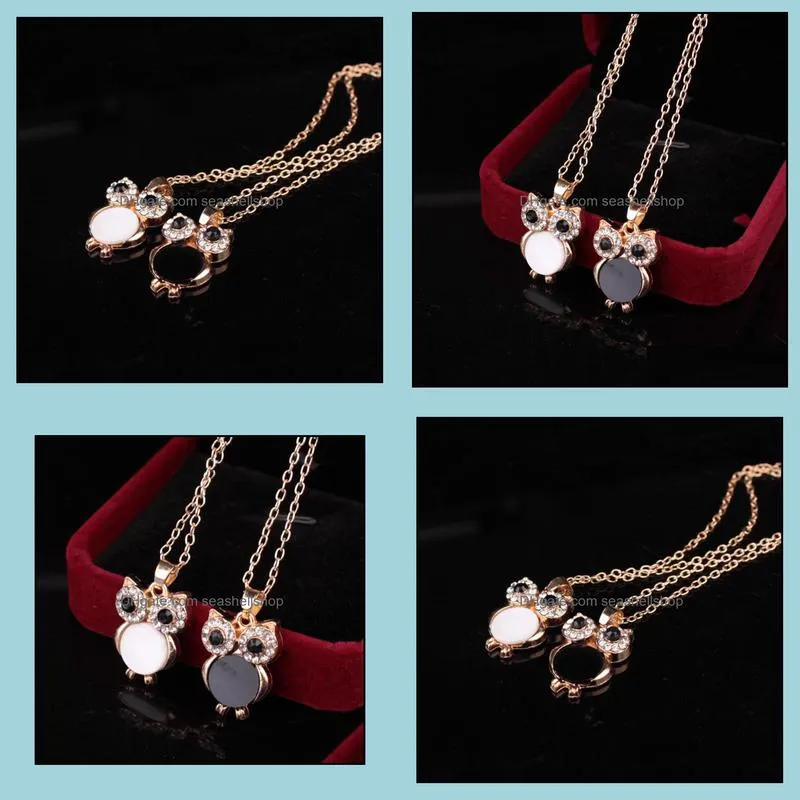 pretty owl necklaces beautifully luxury shell crystal necklace collier collares long chain maxi necklace