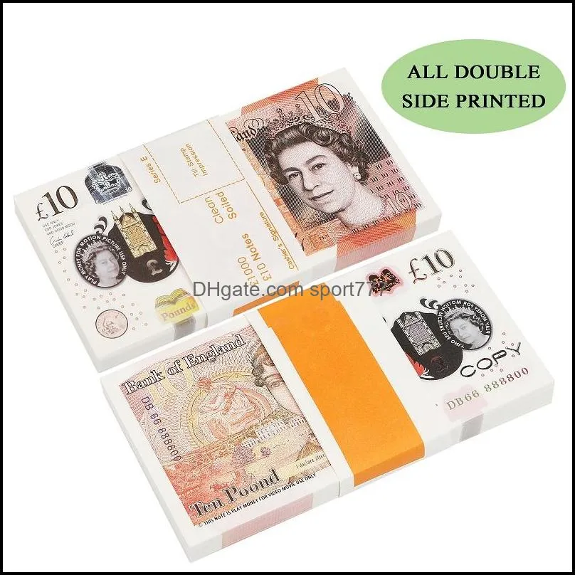 50 size party replica us fake money kids play toy or family game paper copy uk banknote 100pcs pack practice counting movie prop