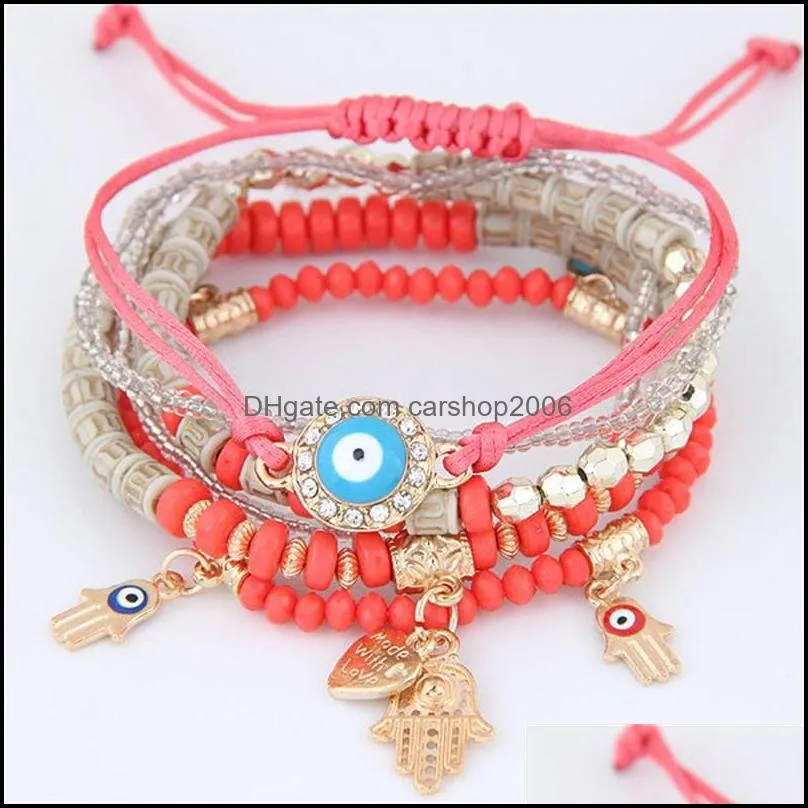 kabbalah fatima hamsa hand evil eye charms bracelets bangles multilayer braided handmade beads pulseras for women men gd1223 483 q2