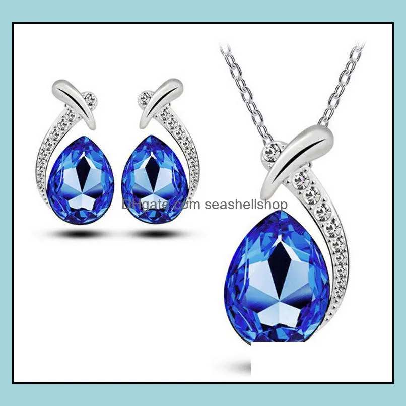 bridesmaid jewelry cute wedding earings crystal jewellery silver necklaces pendants party jewelry sets