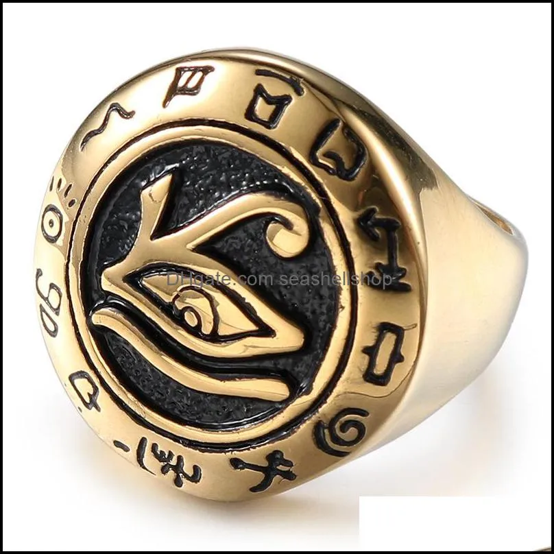 third eye of horus rings egyptian jewelry silver gold mens stainless steel ring ancient statement jewelry