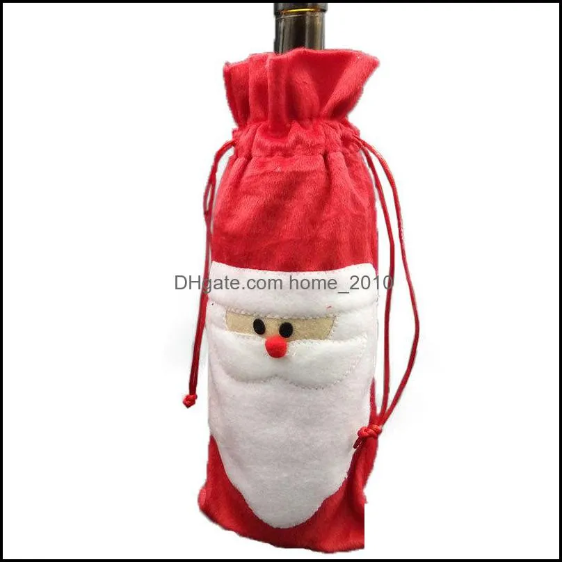 santa claus gift bags christmas decorations red wine bottle cover bags xmas santa champagne wine bag xmas gift 31x13cm wq101