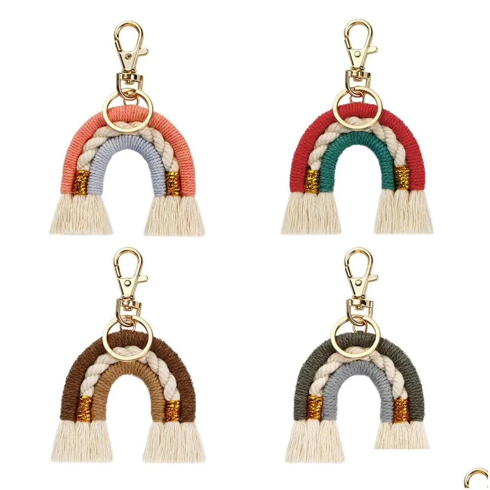 ups autumn and winter hand woven key chain pendant party favor ins wind rainbow personalized foreign trade crossborder european and american