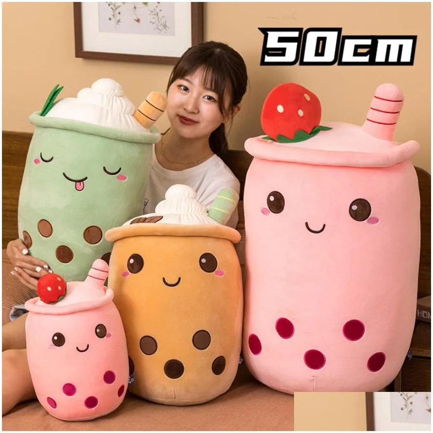 1pc boba plushies bubble tea plush toys kawaii plush cup shaped pillow real life food stuffed soft back cushion kid birthday gift