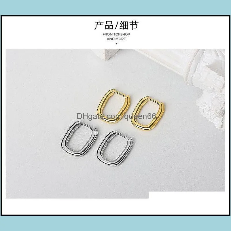 fashion small geometric solid oval stud earrings gold silver color hoop earring for women prevent allergy jewelry 2021
