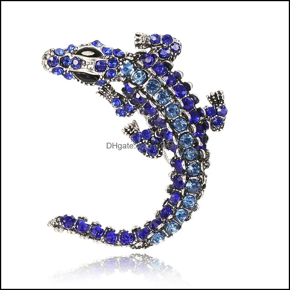 crystal lizard brooches for women cute fashion animal pins summer style shining jewelry kids accessories good gift