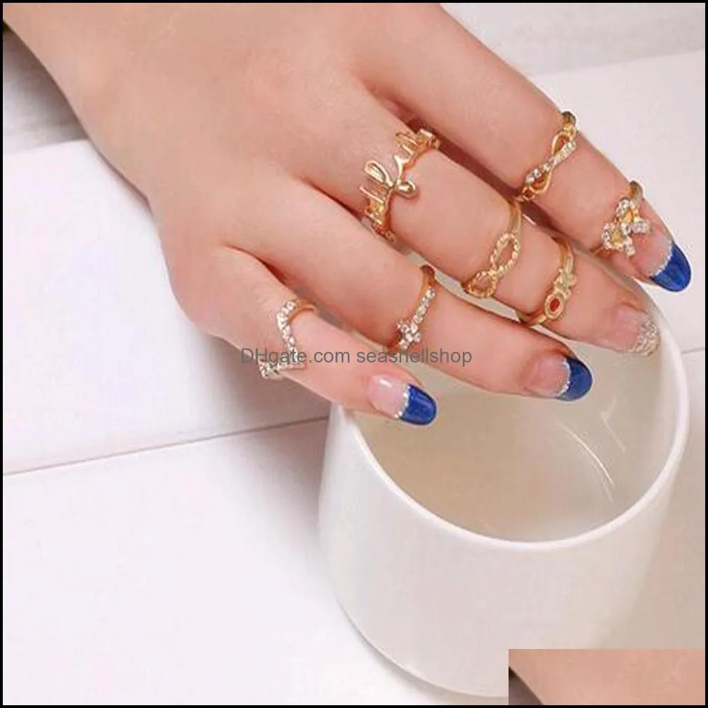 wedding rings sets 1 set 7 pcs knuckle midi finger tip stacking rhinestone beautifully rings rhinestone knuckle midi rings