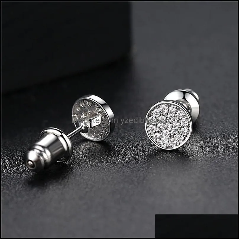 fashion white cubic zirconia stud earrings for women silver gold color cz mini disc hoop earrings as valentines day charm jewelryz