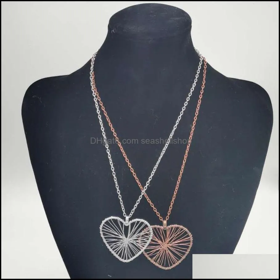 copper wire heart necklace soulmate couple pendant necklace chain sweater simple fashion necklace
