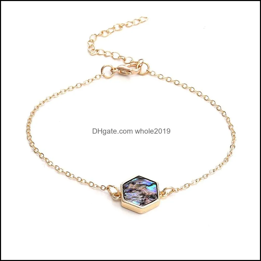 fashion abalone shell bracelet set for women men bohemian 6mm heart gold chain charm handmade bangle daily party jewerly gifty