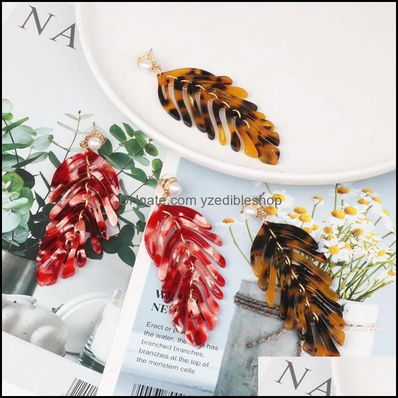  acrylic earrings statement leaf earrings resin drop dangle earrings fashion jewelry for women girl valentines day gift 2020z