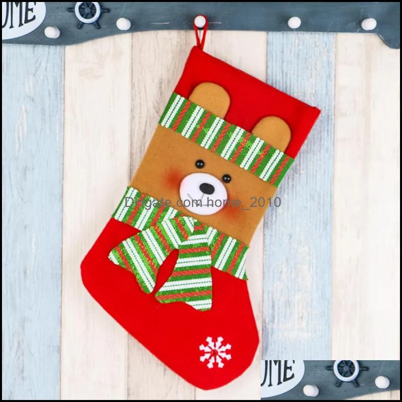 christmas socks candy gift ornament santa snowman reindeer stocking xmas tree decoration hanging bag wy13