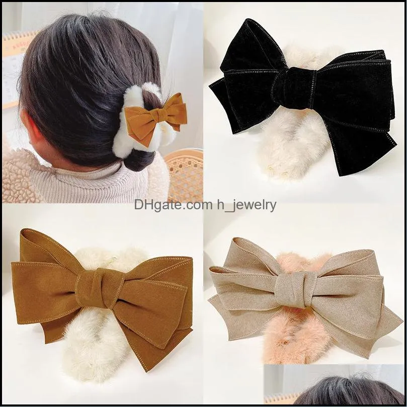 barrettes large bow back head plush dish hair clips female autumn winter headdress clip shark 82 e3