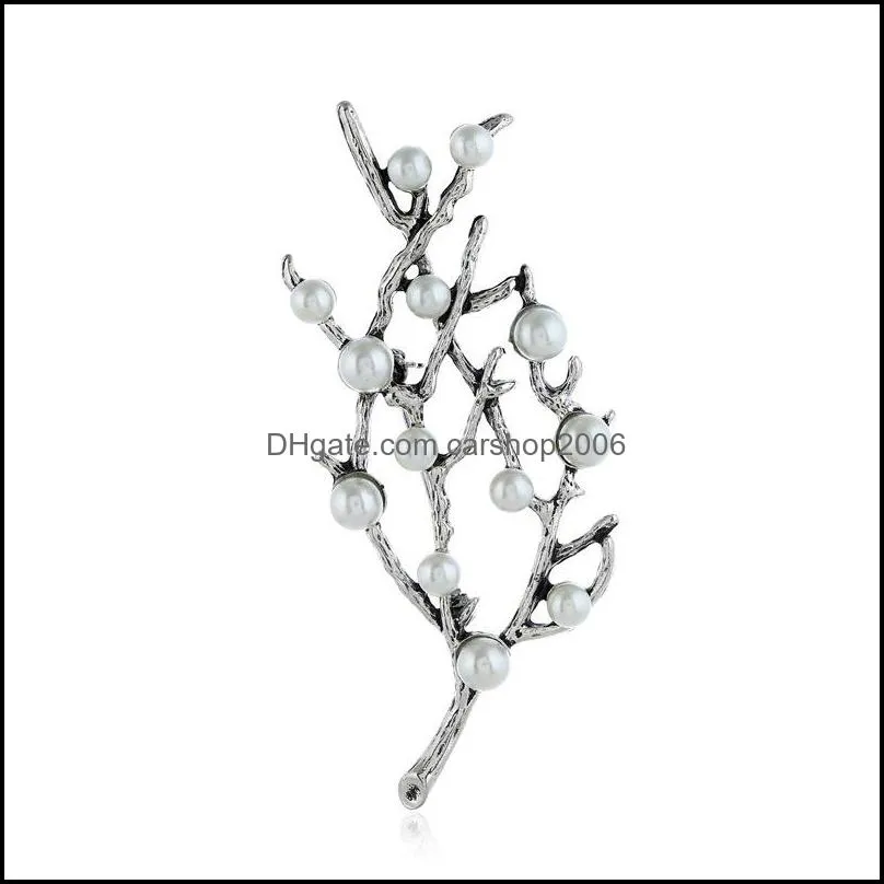 plum blossom pearls brooch pins for women retro french grace branches brooches girl christmas gifts pin xmas jewelry accessories 888