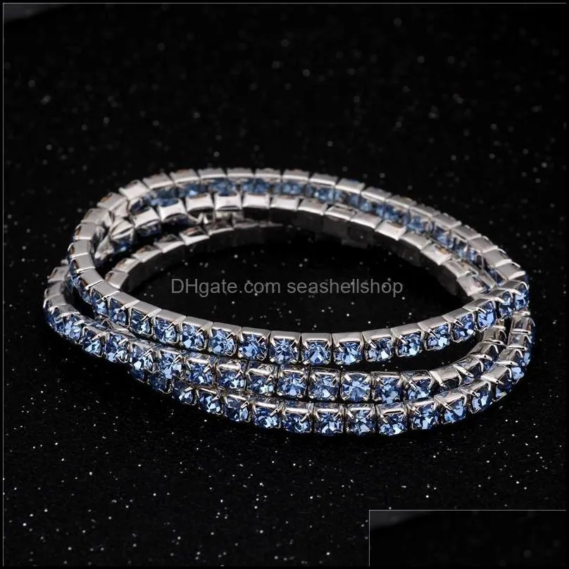 pretty rows crystal rhinestone bracelet bangle bling wristband women beautiful jewelry fashion wedding bridal bracelet