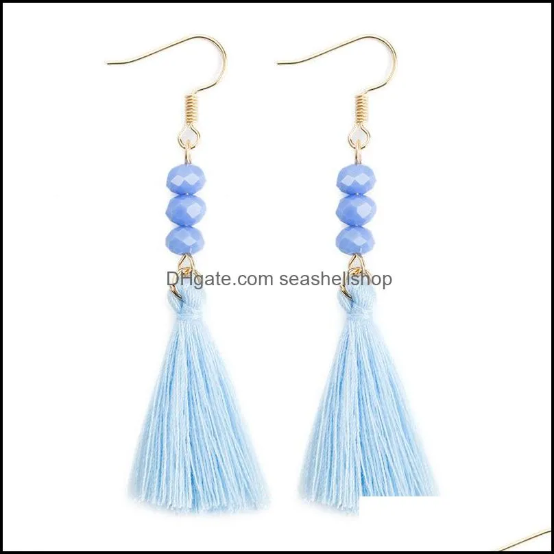 long tassel earrings silk fabric ethnic beads earrings bohemian earrings