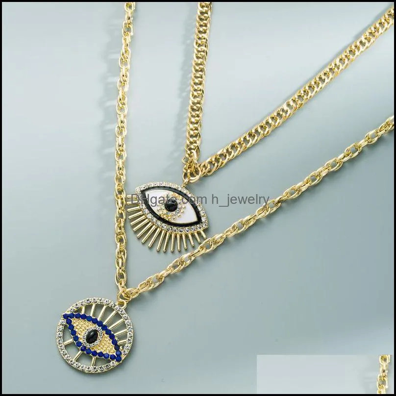 chokers paved crystal heart evil eye pendant necklace fashion summer women choker boutique jewelry wholesale 3526 q2