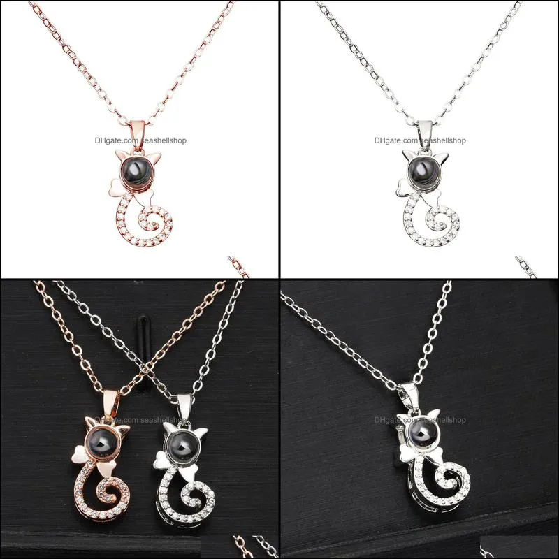 cat couples necklaces 100 languages necklace romantic love memory wedding necklace