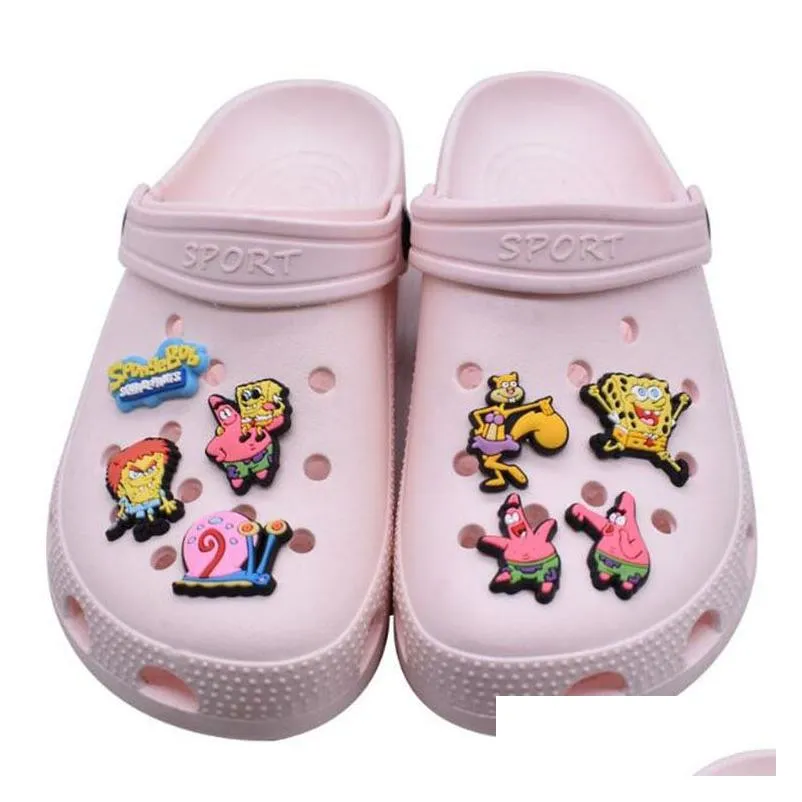 cartoon anime croc shoe charms hole garden shoes flower fashion shoes accessories clog charm buckle gift
