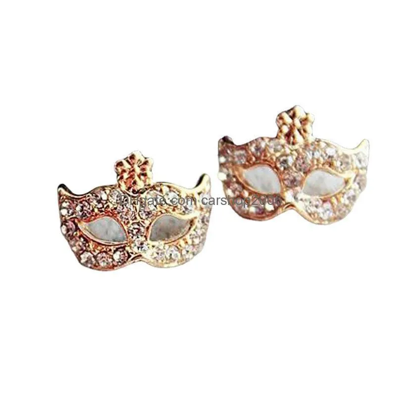 fashion jewelry cute mask earrings rhinstone face maks stud earring