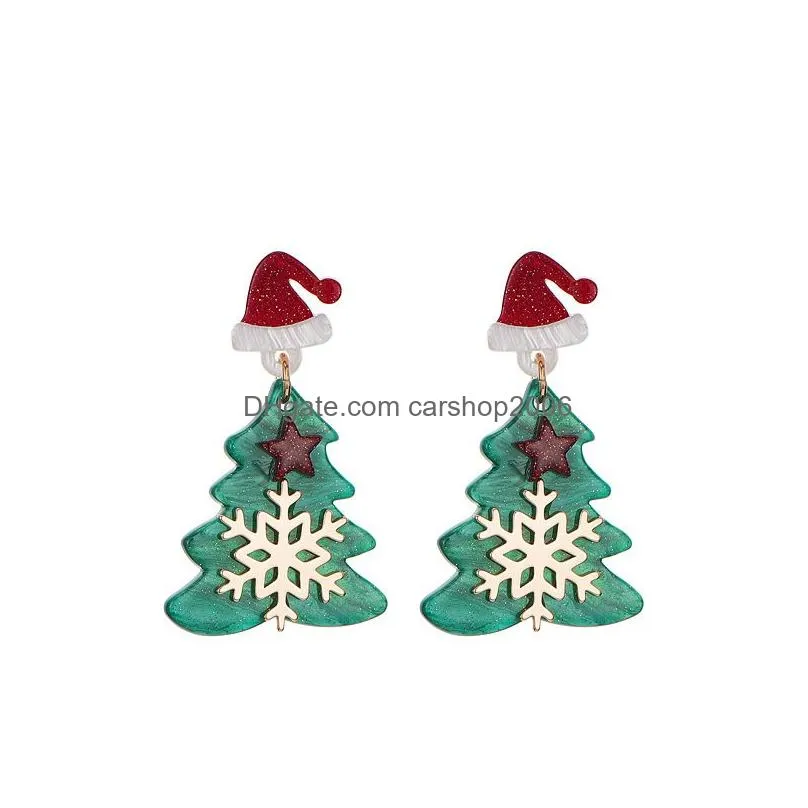 fashion jewelry christmas tree dangle earrings for women hat star decrorated stud earrings