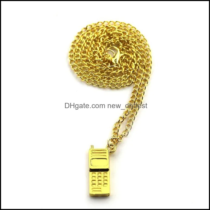 design gold color mobile phone model pendant necklace for women men charm long chain femme christmas jewelry party accessories dh 