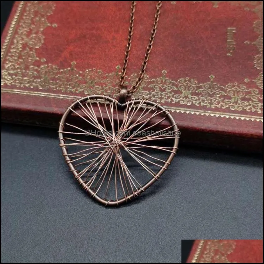 copper wire heart necklace soulmate couple pendant necklace chain sweater simple fashion necklace