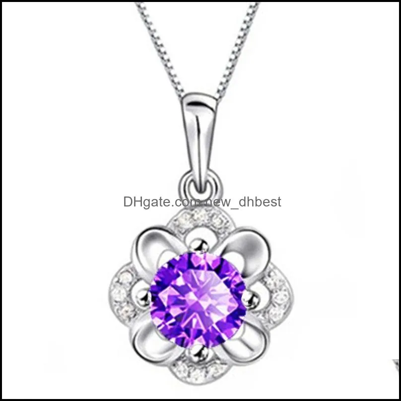 flower necklaces blooming plum pendant womens silver necklace party birthday gift diamond necklace dh 