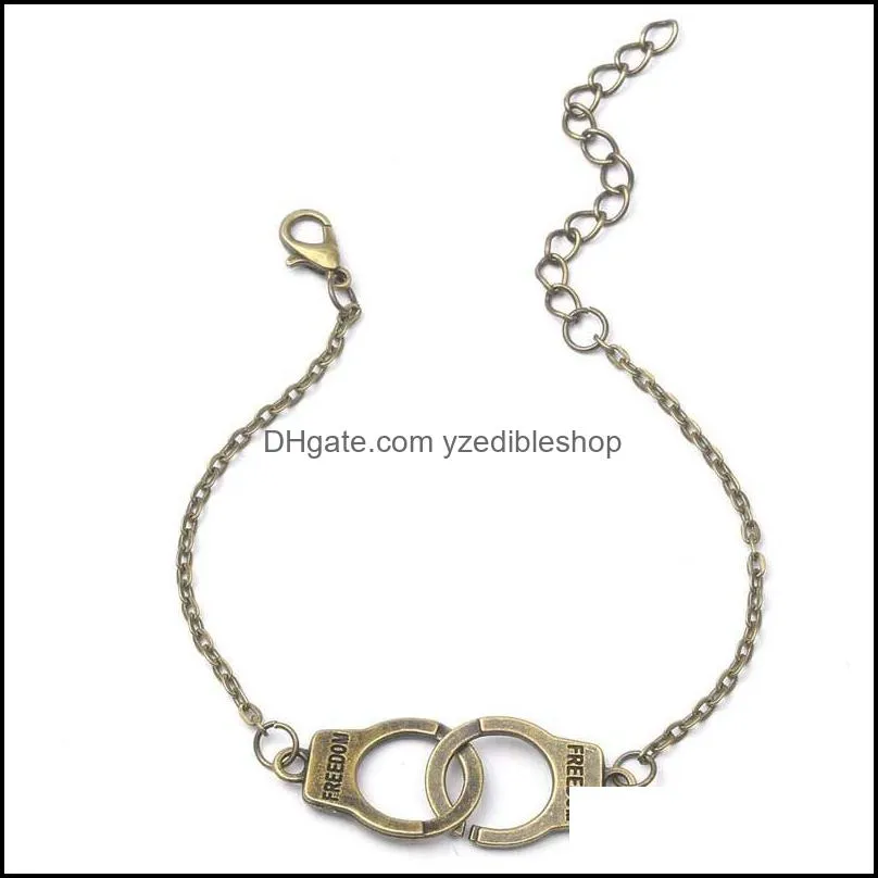 leading fashion handcuffs bracelet gold/silver link chain charm bracelet for women girls valentines day gift jewelry wholesalez