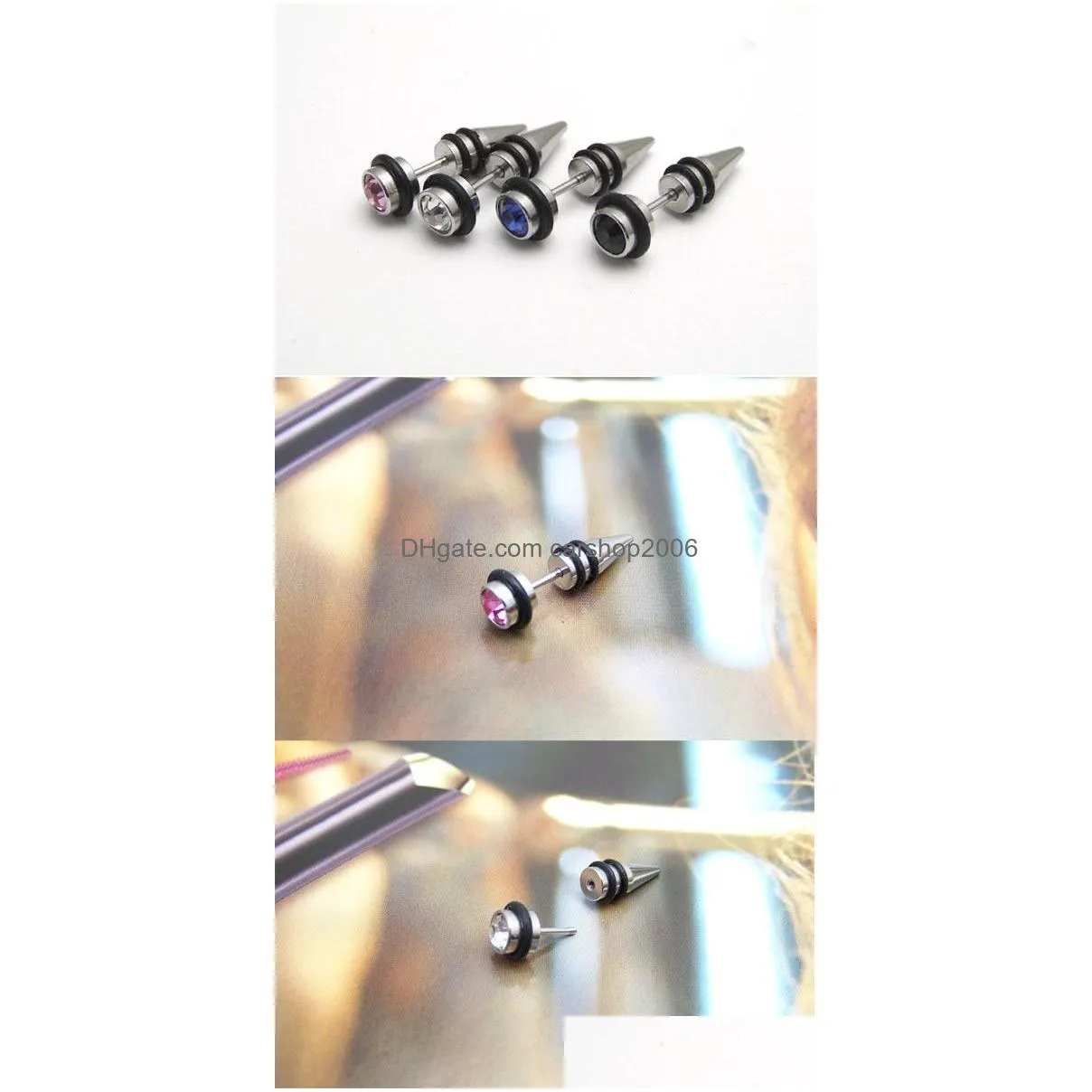 fashion jewelry body piercing mens earrings titanium steel rhinstone sutd earring