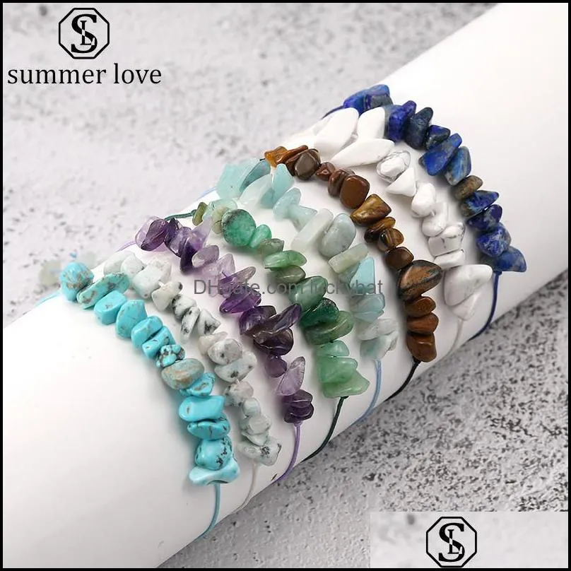 2020 arrival natural stone bracelet for women handmade woven irregular gravel beaded bangles adjustable rope braceletz