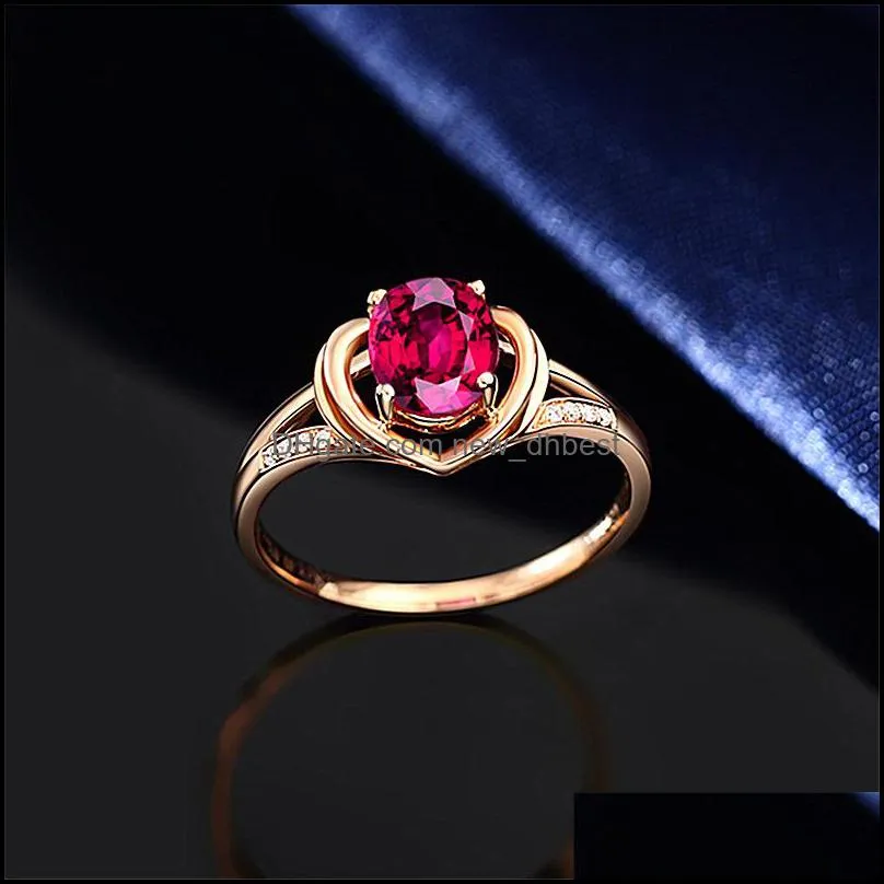 womens engagement rings blood red tourmaline gemstone rose gold heart rings red fashion jewelry gifts for women dh 