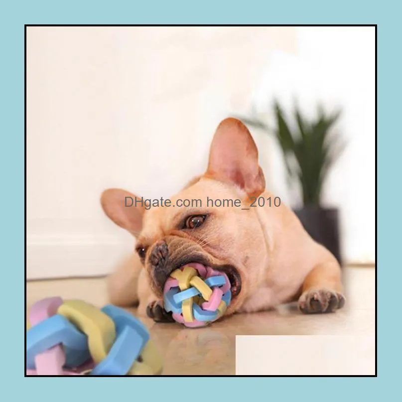 dog sound elastic chew ball knit contrast color grind teeth toothbrush chews toy balls training product will and sandy pet zwl200