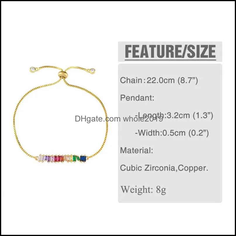 high quality cz rainbow necklace bracelet for woman colorful crystal pendant necklace fashion gold silve long chain charm wedding