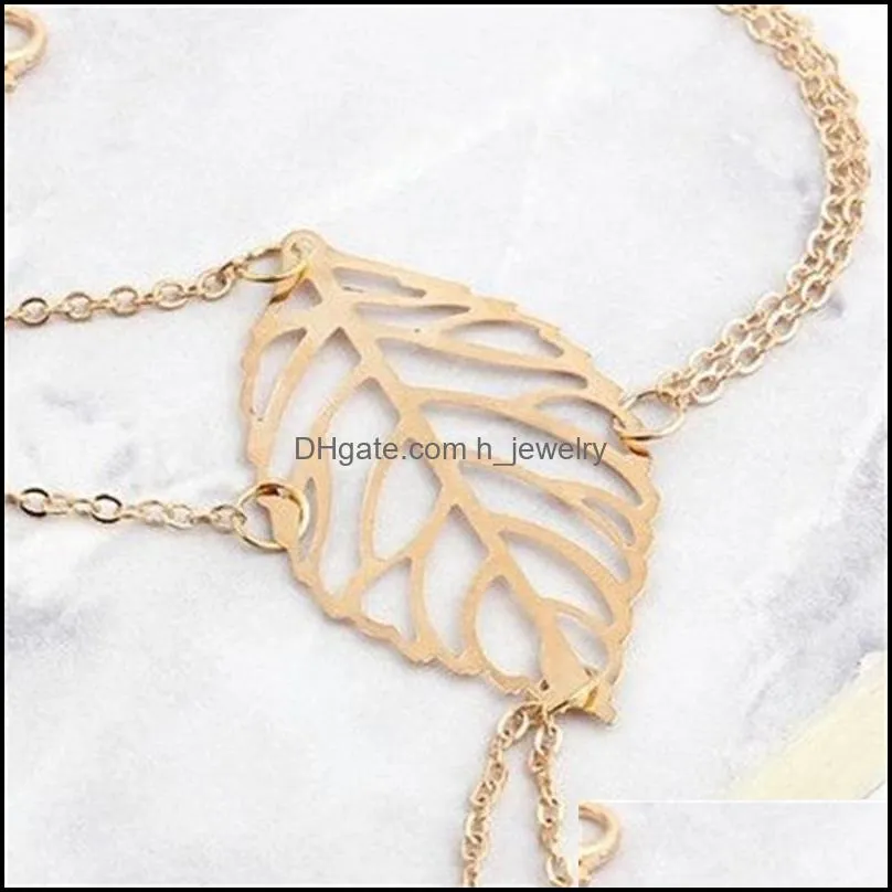 link chain bracelets jewelrysen department of leaves simple jewelry hollow leaf bracelet wholesale drop delivery 153c3