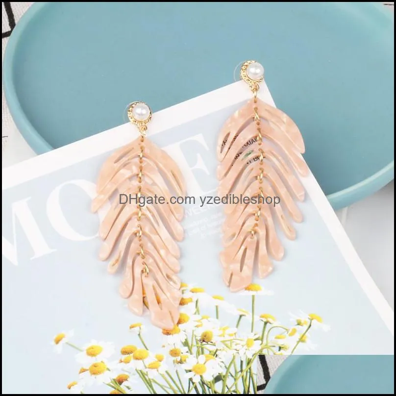  acrylic earrings statement leaf earrings resin drop dangle earrings fashion jewelry for women girl valentines day gift 2020z