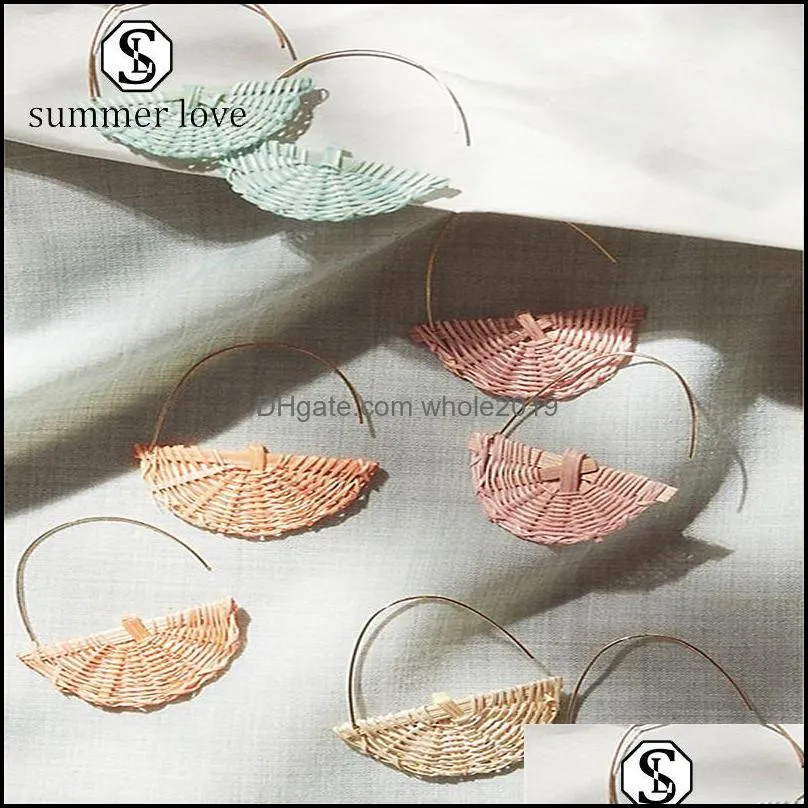  arrrival straw bamboo rattan woven drop earrings for women handmade u shapedpendant dangle earring fashion statement jewelry