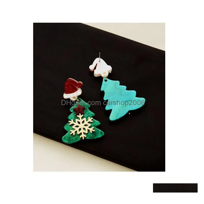 fashion jewelry christmas tree dangle earrings for women hat star decrorated stud earrings