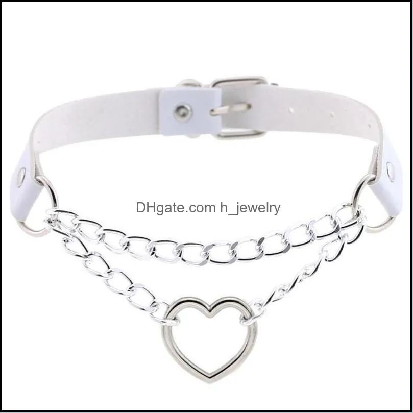 heart loop punk choker for women adjustable soft pu leather cute party club jewelry necklace 3614 q2