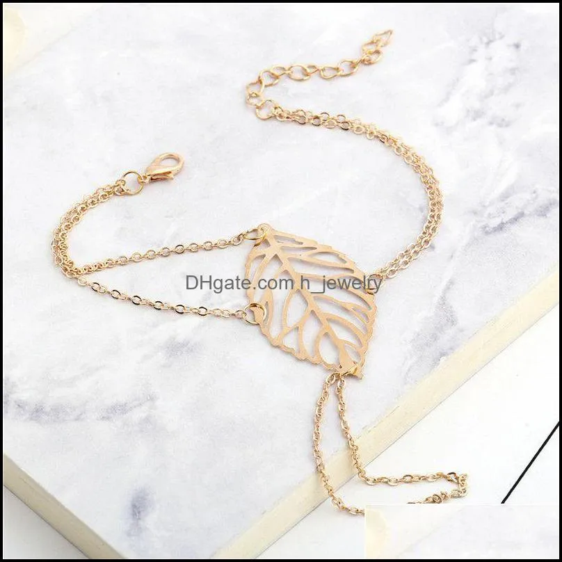 link chain bracelets jewelrysen department of leaves simple jewelry hollow leaf bracelet wholesale drop delivery 153c3