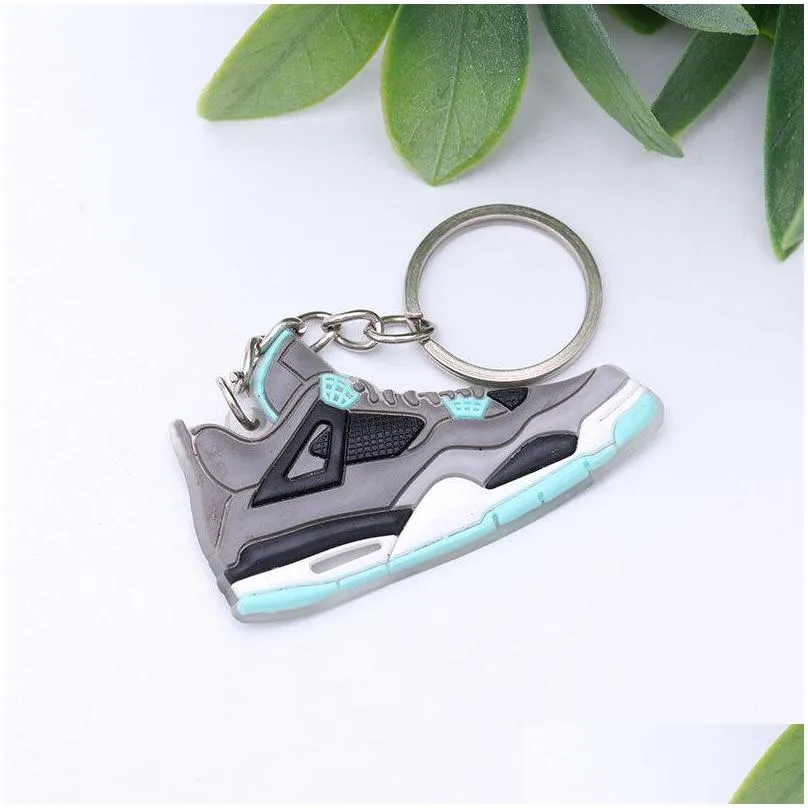 38 colors sneakers shoes keychains for men women 4 generation basketball gym shoes key chain bag charm car keyring accessories gift